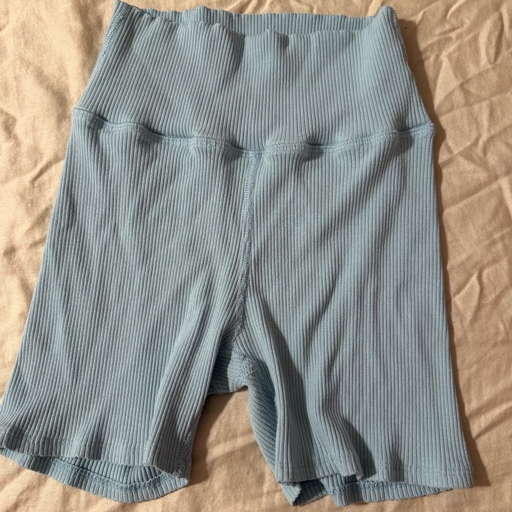 Daily Drills Ribbed Shortie Shorts in Surf